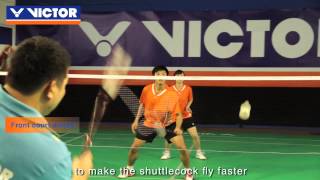 Doubles play training 3  Front court multiple shuttlecock practice [upl. by Kone204]