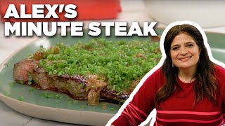 Alex Guarnaschellis Minute Steak with Quickie Cognac Sauce  Food Network [upl. by Sinnej]