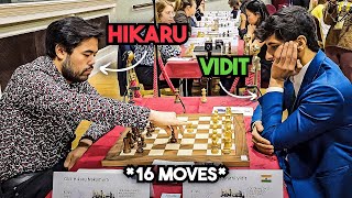 Vidit Gujrathis shortest game at FIDE Grand Swiss 2023  Vidit Gujrathi vs Hikaru Nakamura [upl. by Kristine]