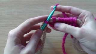 Knooking crossed knit stitch for left handed [upl. by Ydarg]