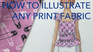 Fashion Illustration Tutorial Print Fabrics [upl. by Lette]