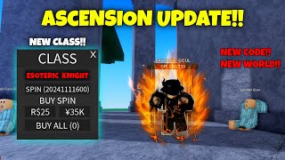 Ascension Update  New Class and World amp NEW CODE  A Heros Destiny [upl. by Htrahddis]