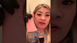 WATER FLOSSER  Candy stuck on teeth sticky tooth waterflosser [upl. by Heer]