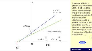 Lineweaver Burk for noncompetitive mixed inhibitor [upl. by Alisun]