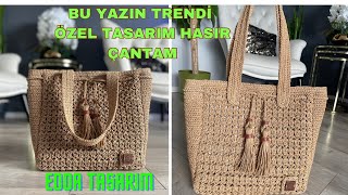 ✅TASARIM HASIR ÇANTA YAPIMIKağıtipten yaz için hem şık ve geniş hacim crochet knitting kağıtip [upl. by Brendin31]