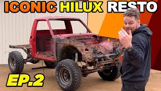 VINTAGE HILUX saved from JUNKYARD amp restored Jockos groundup rebuild of his Dream 4WD [upl. by Engapmahc]