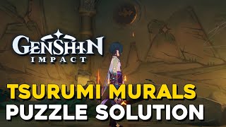 Genshin Impact Murals Puzzle Solution StarShaped Gems amp Seelie Locations On Tsurumi Island [upl. by Giess6]