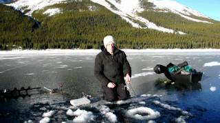 Ice fishing Spray Lake  Lake Trout extended version [upl. by Tess]