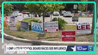 Nonpartisan school board races in Florida Primary see influence from political parties [upl. by Soracco]