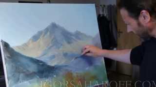 Artist Igor Sakharov teaches writing mountain landscape [upl. by Sum]