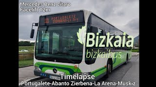 Bizkaibus  Timelapse Línea 3321 PortugaleteAbando ZierbenaLa ArenaMuskiz [upl. by Ossie722]