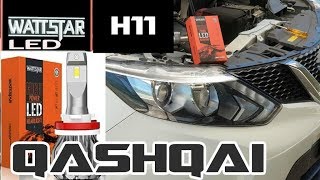 New Led HeadLight Bulbs H11 6500K  Installation and Review on Qashqai ITA [upl. by Nivri129]