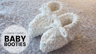 How to Crochet Very Easy Baby Booties  Last Minute Laura [upl. by Garibald]