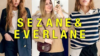 SEZANE Haul amp EVERLANE TryOn  Shop With Me in San Francisco Vlog  Capsule Wardrobe Pieces [upl. by Ancell]