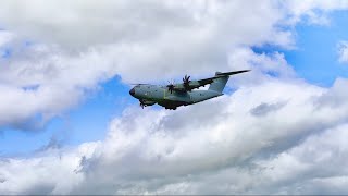 Airbus A400M Atlas RAF Up Close Approach and Landing [upl. by Assetnoc]