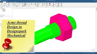 Acme thread design in Designspark Mechanical [upl. by Ellenuahs]
