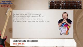 🎻 Lay Down Sally  Eric Clapton Bass Backing Track with chords and lyrics [upl. by Llebyram]