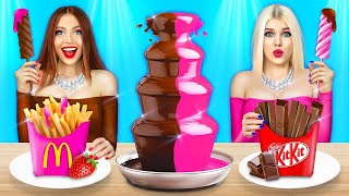 Rich Girl vs Broke Girl Chocolate Fondue Challenge  Crazy Food Battle by RATATA COOL [upl. by Charlean]