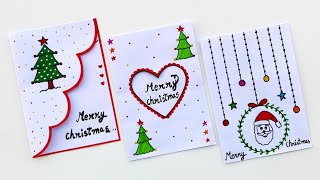 3 Easy amp Beautiful white paper christmas Card makingDIY Merry Christmas greeting cardHandmade card [upl. by Mcclimans]