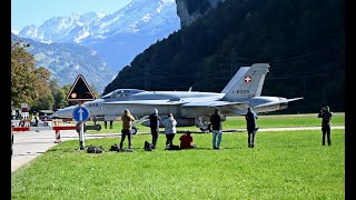 The military base where you have to STOP for Jets Meiringen Air Base practicing for AXALP [upl. by Elson428]