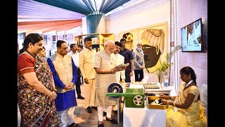 PM Modis Visit to Textile India 2017 Exhibition in Gandhinagar Gujarat [upl. by Broida539]