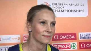 Ebba Jungmark SWE after high jump qualification [upl. by Aitekram126]