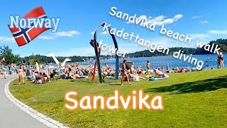 Sandvika Beach walk  Kadettangen diving tower  Oslo  Norway [upl. by Namron]