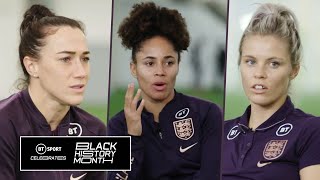 National Pride Lioness stars Lucy Bronze Demi Stokes amp Rachel Daly on racism  Black History Month [upl. by Docilu647]