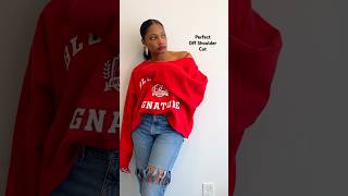 Stop over cutting your tshirts and sweatshirts  DIY off shoulder cut upcycling fashion diy [upl. by Barboza146]