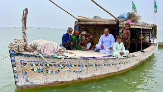 A Pakistani Village on Boats  Ancient Tribe  Boat House  Floating Village  Village Food Secrets [upl. by Eltsyrc]