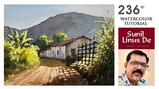 How to draw a Watercolor painting with simple methods  Landscape painting  Sunil Linus De [upl. by Nickie]