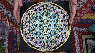 How To Paint Dot Mandalas Sacred Geometry Flower Of Life Stencil [upl. by Vevay]