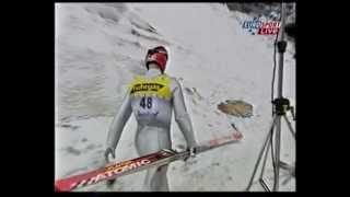 Oberstdorf 2001  Janne Ahonen 166 m  quotZabiera narty i wynosi się ze skoczniquot [upl. by Coussoule]