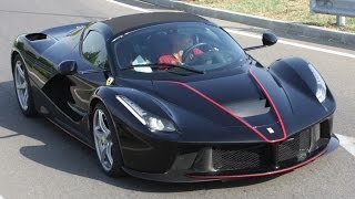 FERRARI LAFERRARI APERTA BLACK FIRST TIME ON THE ROAD [upl. by Yelyk]