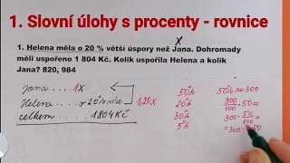 1Slovní úlohy s procenty řešené rovnicí [upl. by Etem]