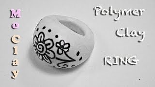 DIY Polymer Clay Tutorial Drawn Ring  Arcilla polimérica Anillo  Argilla polimerica Anello [upl. by Kiyohara566]