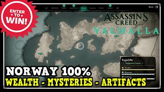 Assassins Creed Valhalla Norway All Collectibles Wealth Mysteries Artifacts [upl. by Chavez]