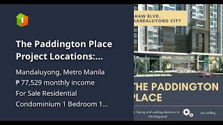 The Paddington Place Project Locations Along Shaw Blvd Mandaluyong City [upl. by Eenaej]