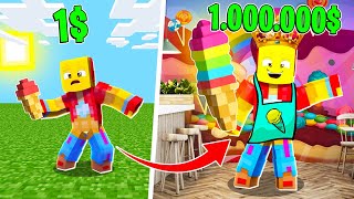 PASO DE VAGABUNDO A MILLONARIO en MINECRAFT  HELADERIA SIMULATOR [upl. by Kronick]