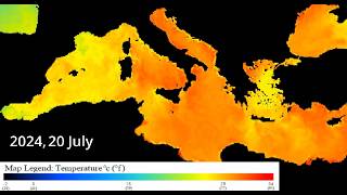 One Year Mediterranean Sea Temperature Time Lapse [upl. by Thorin]