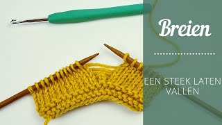 Breien  Een steek laten vallen [upl. by Nirhtak]