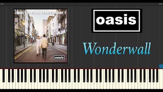 Oasis  Wonderwall Piano Tutorial Synthesia [upl. by Arrotal776]