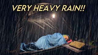 Very Heavy Rain Camping‼️Solo Camping in Floating Tent in Rainstorm [upl. by Ethelda]