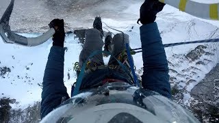 SECURED SOLO ICE CLIMBING  GESICHERTES SOLO EIS KLETTERN  SWITZERLAND  SWISSPOWERJET [upl. by Nilkcaj]