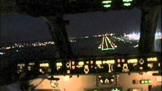 Cockpit MD90 Night Visual into Basel [upl. by Anayd]