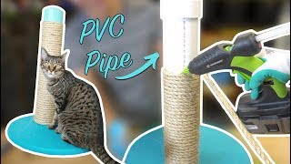 How To Make Easy Cat Scratching Post With PVC Pipes Rope And Hot Glue [upl. by Annauj]