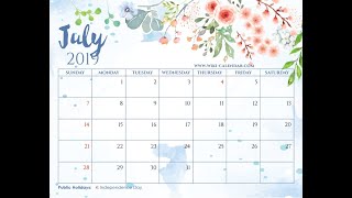 Blank July 2019 Calendar Printable [upl. by Barbabra701]