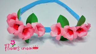 DIY Paper Flowers Crown  Princess Paper Crown  School craft Paper Crown [upl. by Oberstone]