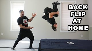 Learn How To Backflip AT HOME Easy Tutorial for Beginners [upl. by Adroj]