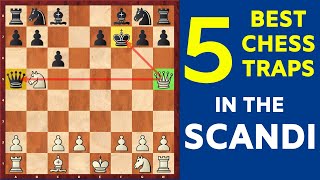 Top 5 Chess Opening Traps in the Scandinavian Defense White amp Black [upl. by Cirdek154]